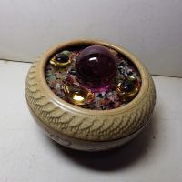 陶瓷盆(七寶水晶.琉璃5公分球)上徑11公分高9公分最寬直徑16公分