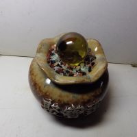 陶瓷盆(七寶水晶.琉璃圓球)上徑11公分高11公分最寬直徑15公分