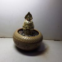 陶瓷盆(七寶水晶.財神寶瓶)上徑11公分高9公分最寬直徑16公分