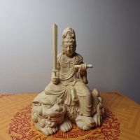 黃楊木精雕文殊菩薩(高10公分)