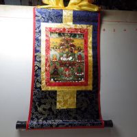 西藏鍍金唐卡五性財神唐卡佛像(20*25公分)