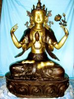 四璧觀音菩薩(高1尺4)銅製精雕藏傳尼佛爾法像