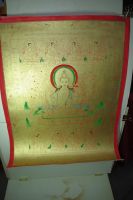 供應手繪精品黃金西藏唐卡—四臂觀音